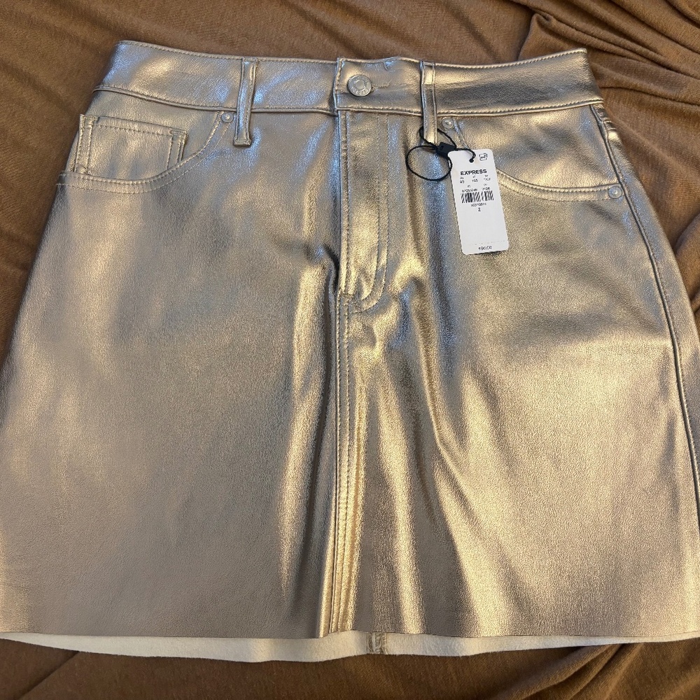 Express Metallic Gold Mini Skirt Size 2